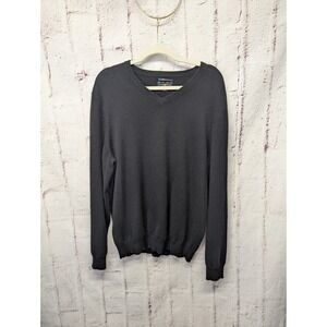 Club Room 100% Cashmere V-Neck Sweater Mens Sz L Black Cashmere Pullover Luxury